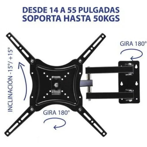 Soporte Base Pared Tv Lcd Led Base 14 Hasta 55 '' 50kg - Imagen 2